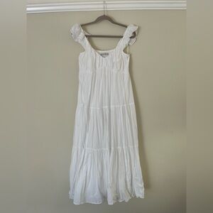A&F White Tiered Maxi Dress With Ruffle Straps